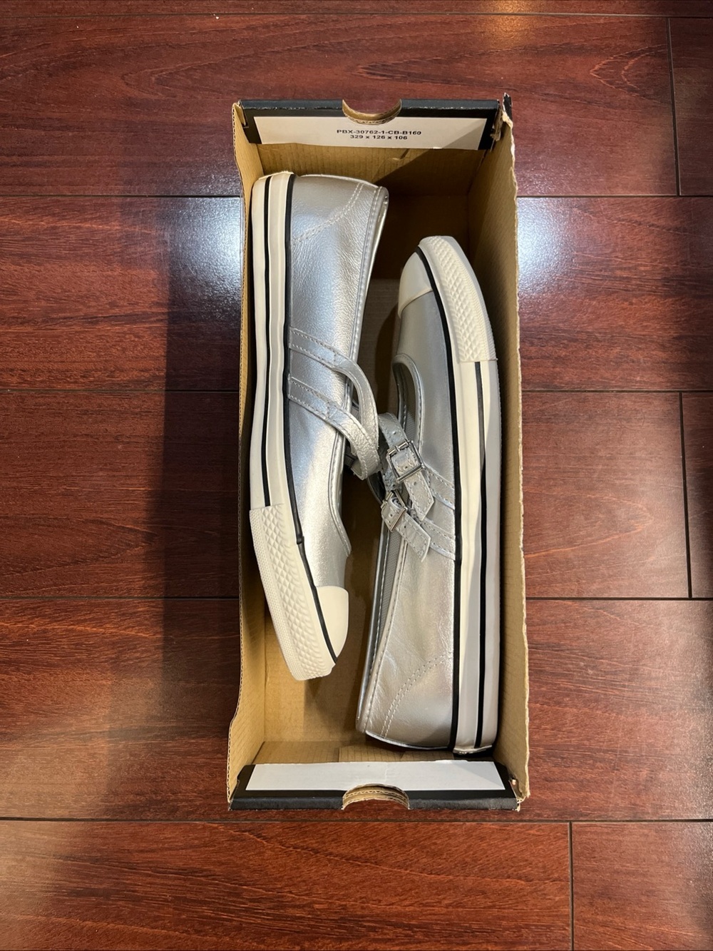 Womens 9 Converse Dainty Mary Jane OX Slip On Silver Leather A12201C HALF BOX - Picture 2 of 16
